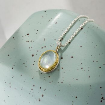 Iris pendant in Sterling Silver with Gold Plated Parts and Doublet Gemstones