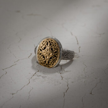 Mediterranean oval Ring in 18K Gold and Sterling Silver