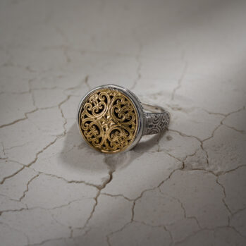 Mediterranean Round Ring in 18K Gold and Sterling Silver
