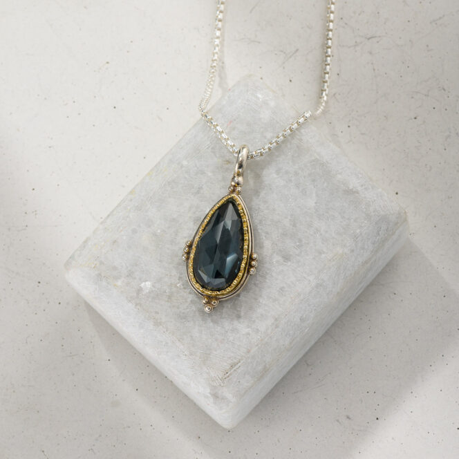 Semeli Drop Pendant in Sterling silver with Gold plated parts - Image 2