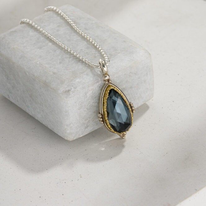 Semeli Drop Pendant in Sterling silver with Gold plated parts