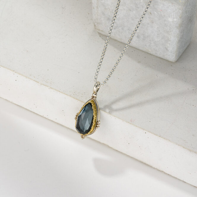 Semeli Drop Pendant in Sterling silver with Gold plated parts - Image 3