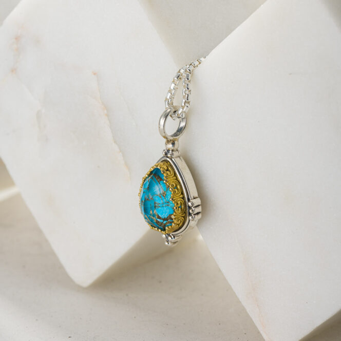 Semeli Drop Pendant in Sterling silver with Gold plated parts - Image 2