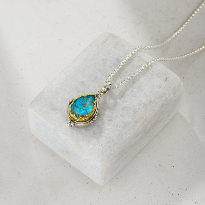 Semeli Drop Pendant in Sterling silver with Gold plated parts - Image 3