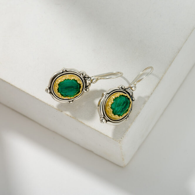 Semeli Oval Earrings in sterling silver with Gold plated parts - Image 2