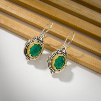 Semeli Oval Earrings in sterling silver with Gold plated parts
