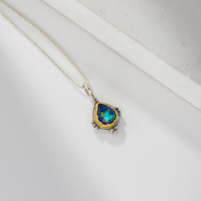 Semeli Drop Pendant in Sterling silver with Gold plated parts - Image 2