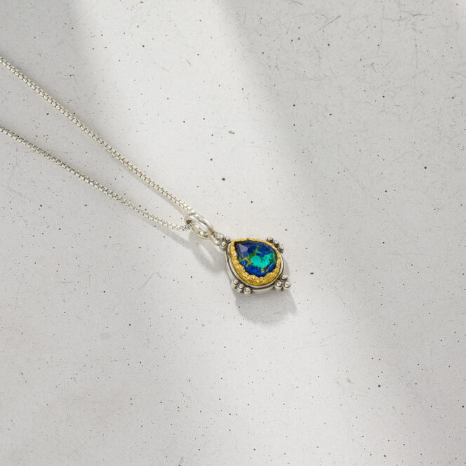 Semeli Drop Pendant in Sterling silver with Gold plated parts - Image 3