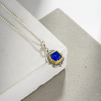 Semeli Square Pendant in Sterling silver with Gold plated parts
