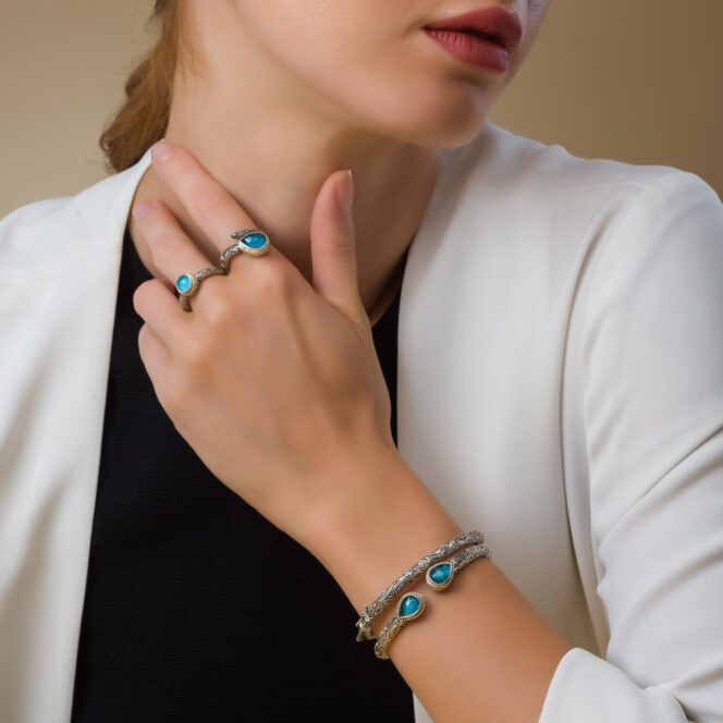 Eve Eden's Garden Drop Bracelet in Sterling silver and 18K Gold details with Gemstones - Image 2