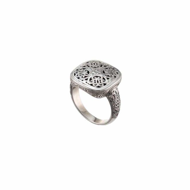Mediterranean Square Ring in Sterling Silver - Image 2