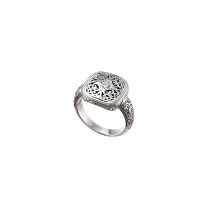Mediterranean small Square Ring in Sterling Silver - Image 2
