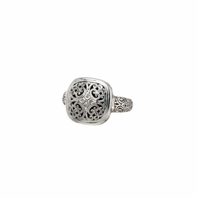 Mediterranean small Square Ring in Sterling Silver - Image 4