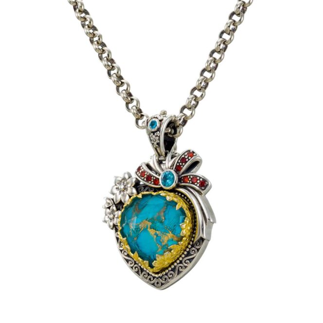 Dione Heart pendant in Sterling Silver with Gold Plated Parts - Image 4