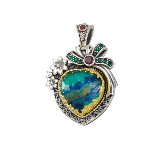 Dione Heart pendant in Sterling Silver with Gold Plated Parts - Image 3