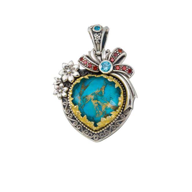 Dione Heart pendant in Sterling Silver with Gold Plated Parts - Image 2