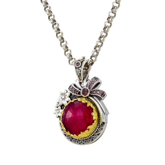 Dione round pendant in Sterling Silver with Gold Plated Parts - Image 5