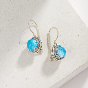 Aegean colors small Round Earrings in Sterling Silver