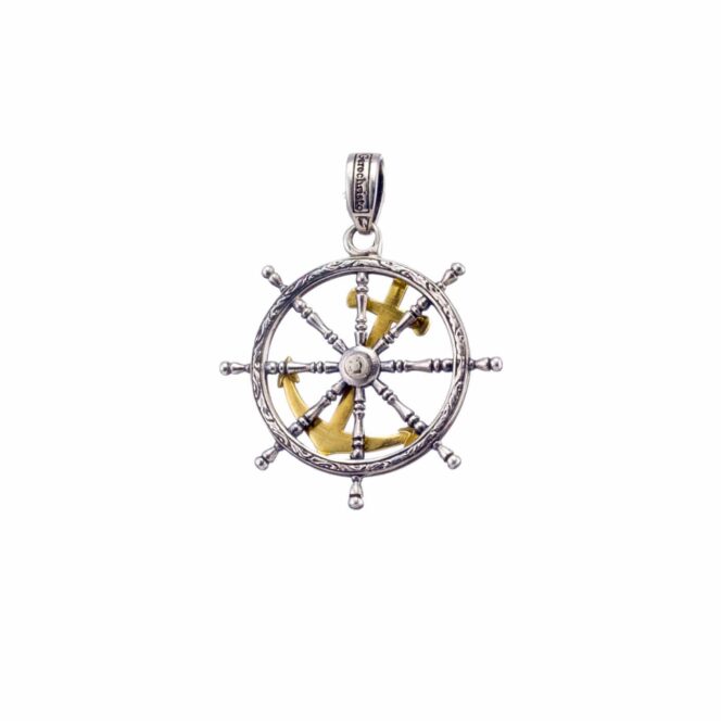 Anchor Pendant in Sterling Silver with Gold Plated Parts 3374-back