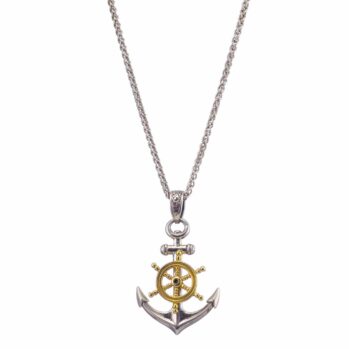 Anchor Pendant in Sterling Silver with Gold Plated Parts