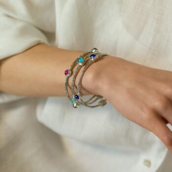 Eva bangle bracelet in sterling silver with doublet stones