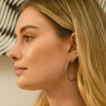 Eden's Garden Medium Hoop Earrings in Sterling Silver