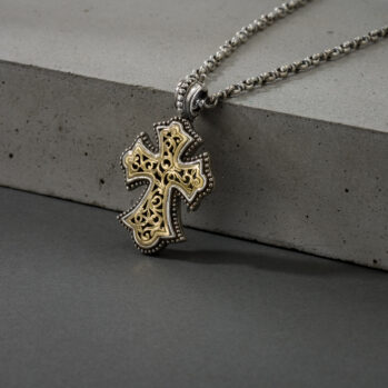 Byzantine Big Cross in 18K Gold and Sterling Silver