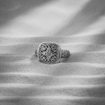 Mediterranean small Square Ring in Sterling Silver