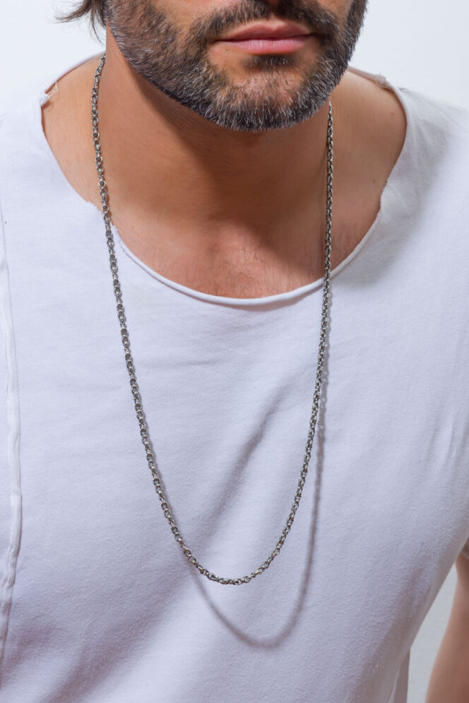Heavy Double Loop Chain handmade in Sterling Silver - Image 2