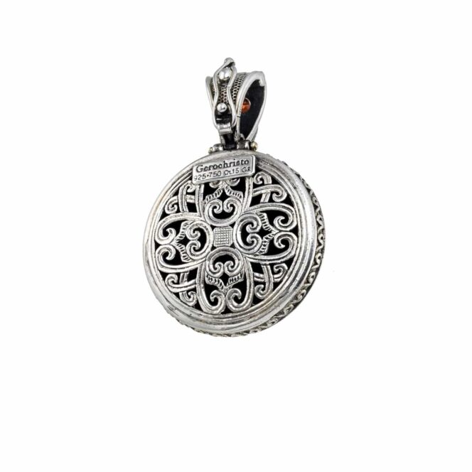 Odysseus Round Pendant in 18K Gold and Sterling Silver 3386-back