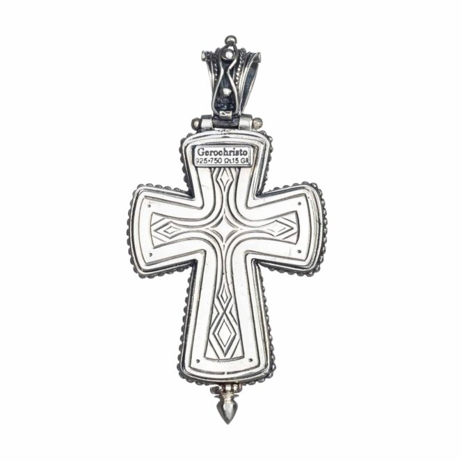 Byzantine cross in 18K Gold and Sterling silver with Gemstones - Image 4