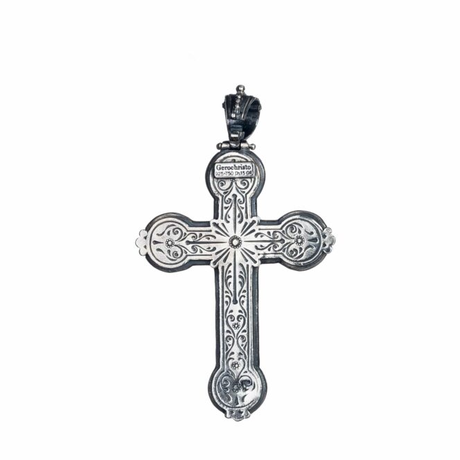 Byzantine cross in 18K Gold and Sterling Silver with Gemstones - Image 4