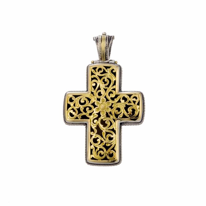 Garden Shadows cross in 18K Gold and sterling silver