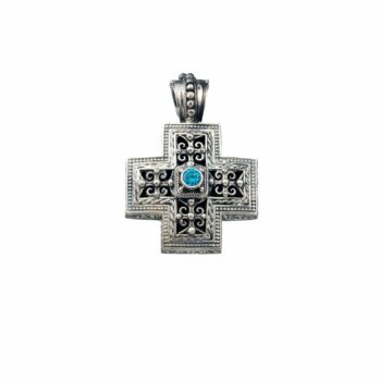 Byzantine Cross in sterling silver with Stone