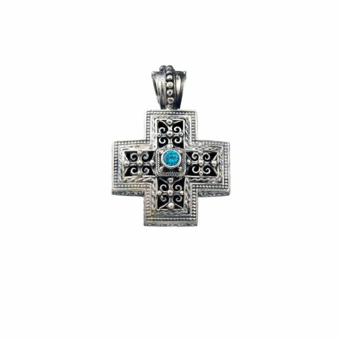 Byzantine Cross in sterling silver with Stone
