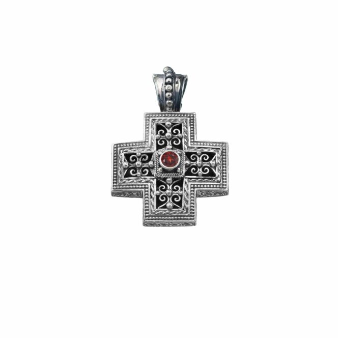 Byzantine Cross in sterling silver with Stone - Image 2