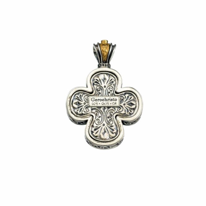 Cross in sterling silver with Gold plated parts engraved Saint Spyridon - Image 2