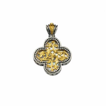 Cross in sterling silver with Gold plated parts and mother of pearl