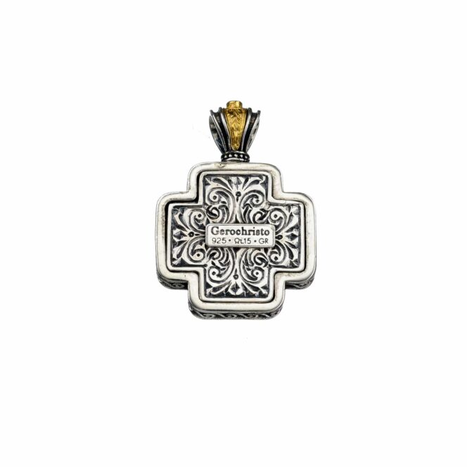 Cross in sterling silver with Gold plated parts and mother of pearl - Image 2
