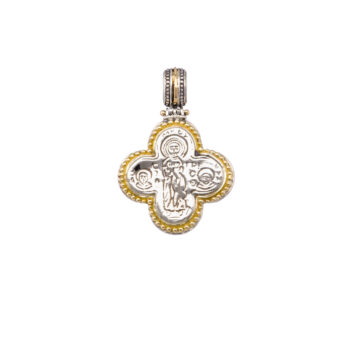 Byzantine cross in 18K Gold and sterling silver