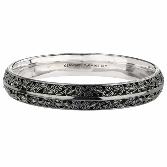 Kallisto Bangle Bracelet in Black plated Silver 925