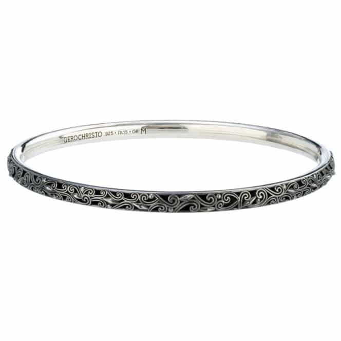 Kallisto Bangle Bracelet in Black plated Silver 925