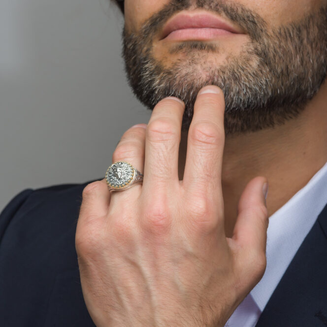 Medusa ring in 18K Gold and sterling silver - Image 3