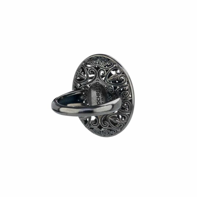 Kallisto Oval Ring in Black plated sterling silver - Image 3