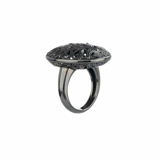 Kallisto Oval Ring in Black plated sterling silver - Image 4