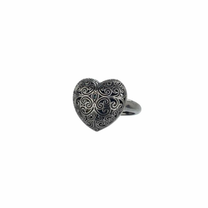 Kallisto Heart Ring in Black plated sterling silver