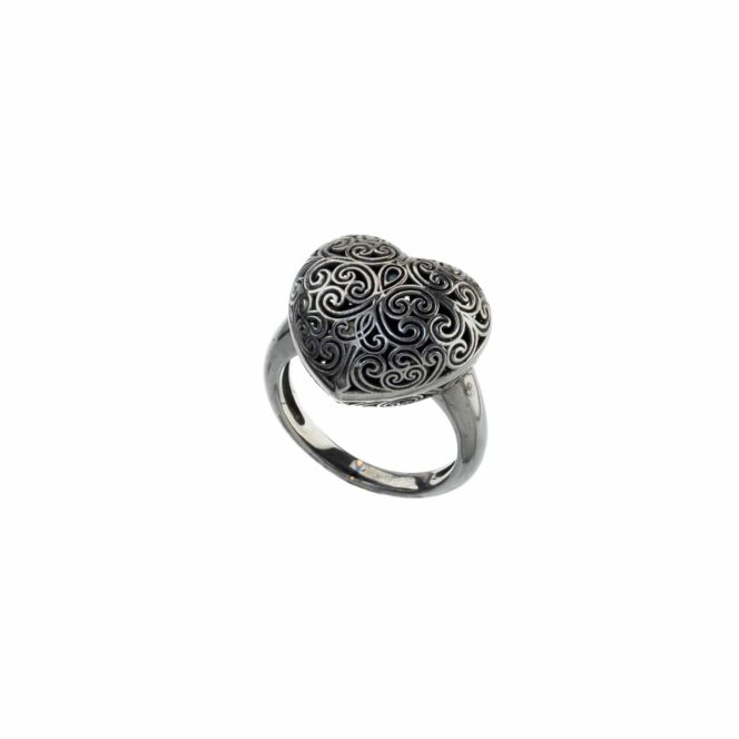 Kallisto Heart Ring in Black plated sterling silver - Image 2