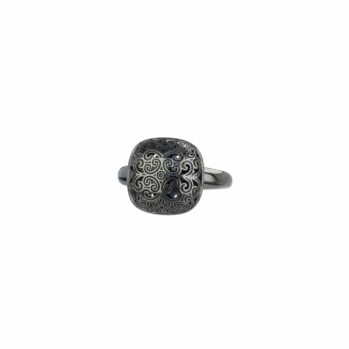 Kallisto Cushion Ring in Black plated sterling silver