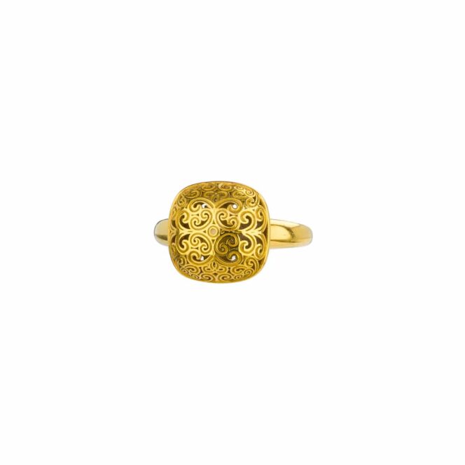 Kallisto Cushion Ring in Gold plated sterling silver