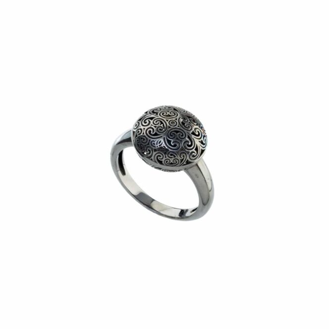 Kallisto Round Ring in Black plated sterling silver - Image 2